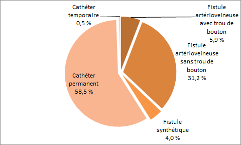 Figure 2 – Répartition des patients-périodes selon le type d’accès vasculaire, Québec, 2015-2016 (%)
