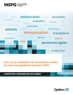 Avis sur le calendrier de vaccination contre les virus du papillome humain (VPH)