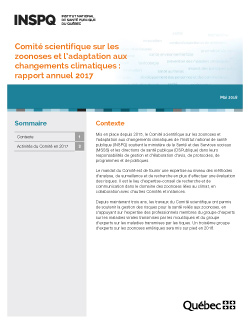 Comité scientifique sur les zoonoses et l’adaptation aux changements climatiques : rapport annuel 2017