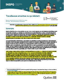 Travailleuses enceintes ou qui allaitent : mesures de prévention de la COVID-19 Travailleuses enceintes ou qui allaitent : mesures de prévention de la COVID-19