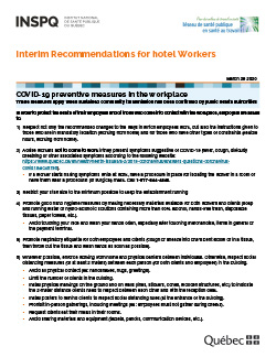 Interim Recommendations for hotel Workers