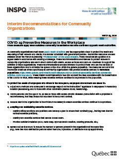 COVID-19: Interim Recommendations for Community Organizations
