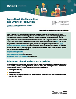 COVID-19: Interim Recommendations for Agricultural Workers in Crop and Livestock Production