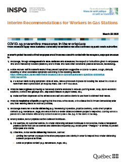 COVID-19: Interim Recommendations for Workers in Gas Stations