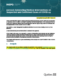 Aerosol-Generating Medical Interventions on Suspected and Confirmed Cases of COVID-19