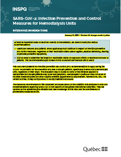 COVID-19: Infection Prevention and Control Measures for Hemodialysis Units