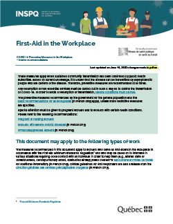 COVID-19: First-Aid in the Workplace - Preventive Measures in the Workplace