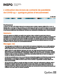 L’utilisation des écrans en contexte de pandémie  de COVID-19 — quelques pistes d’encadrement