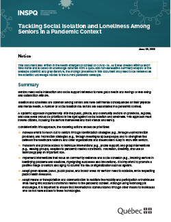 COVID-19: Tackling Social Isolation and Loneliness Among Seniors in a Pandemic Context