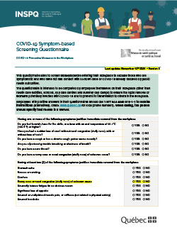 COVID-19 Symptom-based Screening Questionnaire