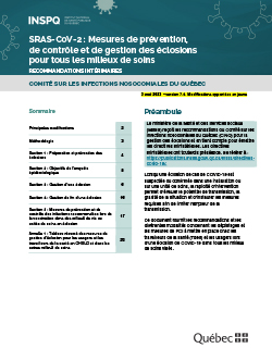 SRAS-CoV-2 : Mesures de prévention, de contrôle et de gestion des éclosions en milieux de soins SRAS-CoV-2 : Mesures de prévention, de contrôle et de gestion des éclosions en milieux de soins