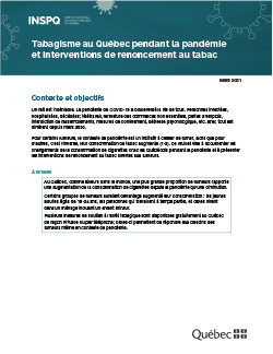 Tabagisme au Québec pendant la pandémie et interventions de renoncement au tabac