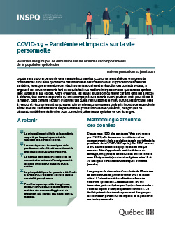 COVID-19 - Pandémie et impacts sur la vie personnelle