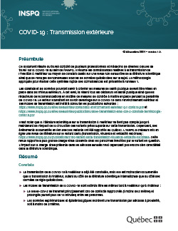 COVID-19 : Transmission extérieure